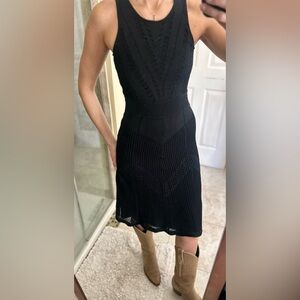 Catherine Malandrino Black Textured Midi Dress